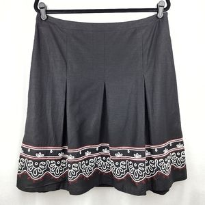 LOFT Pleated Embroidered Skirt
